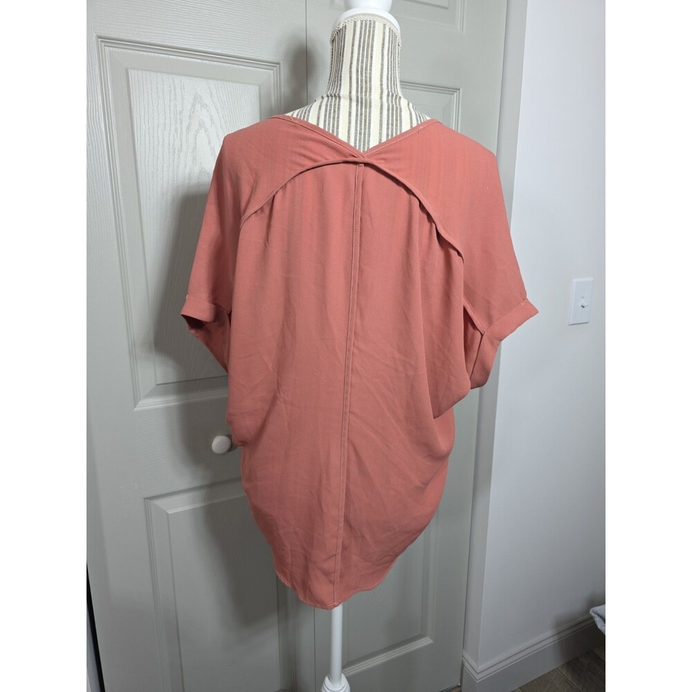 Alya Rust/Orange Short Sleeve Size S Chiffon Cap Sleeve Top Blouse Pull On Shirt - Picture 5 of 11